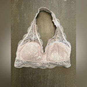 AERIE NUDE LACE HALTER NECK BRALETTE - Size Medium SKU:20